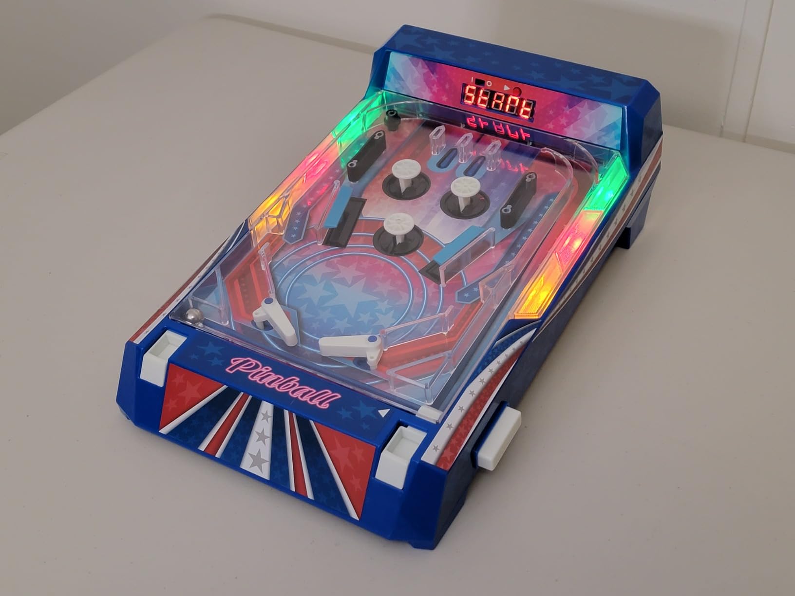 Merchant Ambassador Retro Arcade Electronic: Pinball - Tabletop Game, Vibrating Bumpers, LED Lights, Sound Effects, 1 Player, Ages 6+ customer photo 1