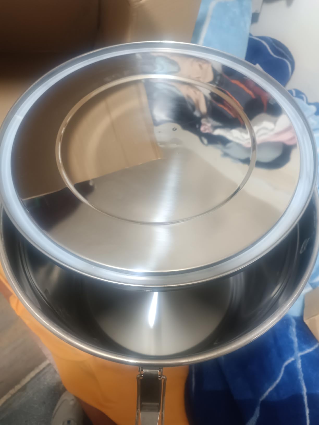 DYNAMI 12.7Gal 304 Stainless Steel Rice Storage Container 40-90Lbs | 48L Extra Large Metal Rice Storage Bucket with Airtight Lid & Locking Buckle, Bird Seed Storage Container 50 lbs, for Rice Flour customer photo 1