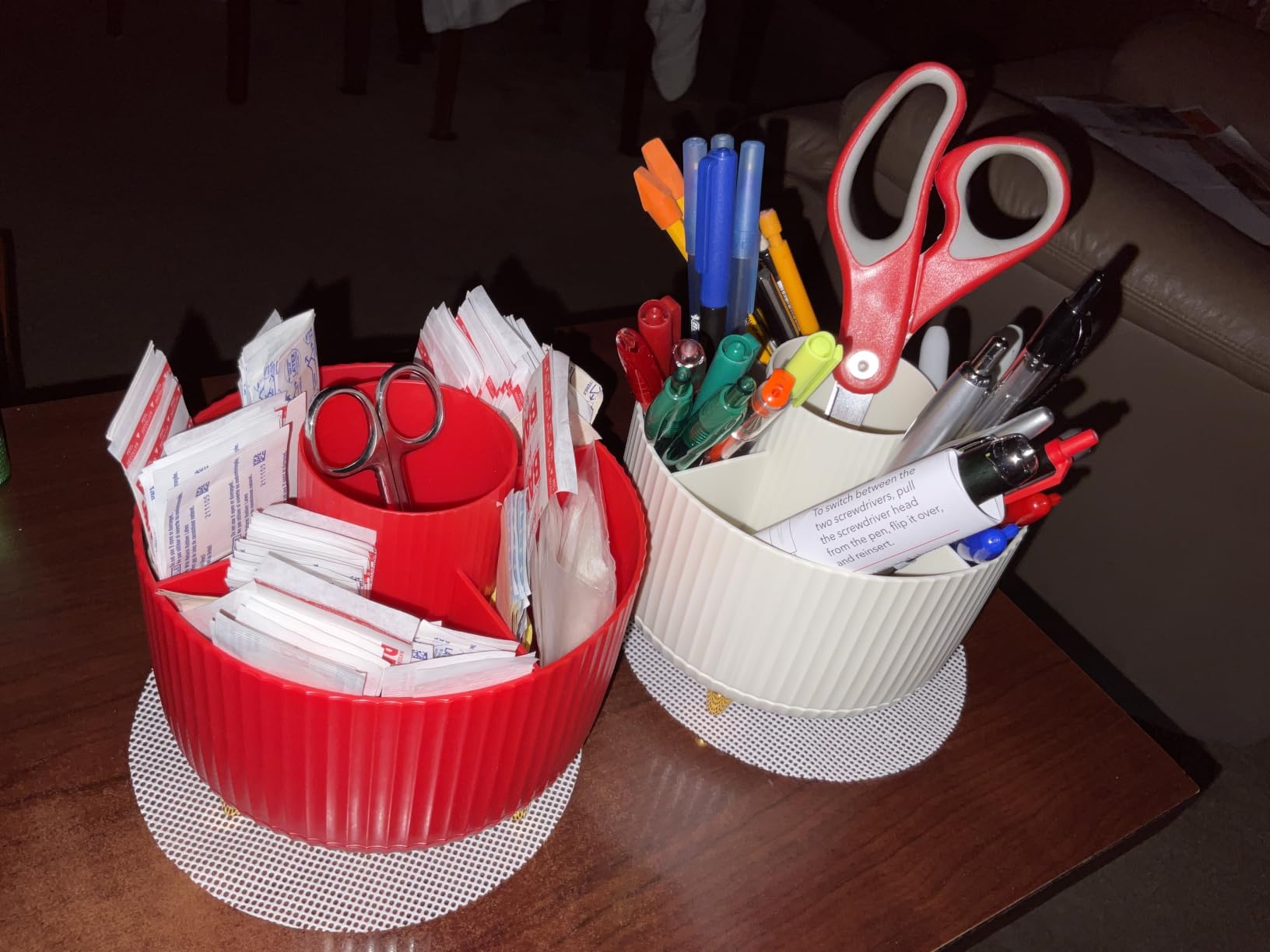 SKYDUE 360 Rotating Plastic Desk Pen Organizer with 5 Slots, Dual-Purpose Art Supply Pencil Cup for Office, School, Home customer photo 1