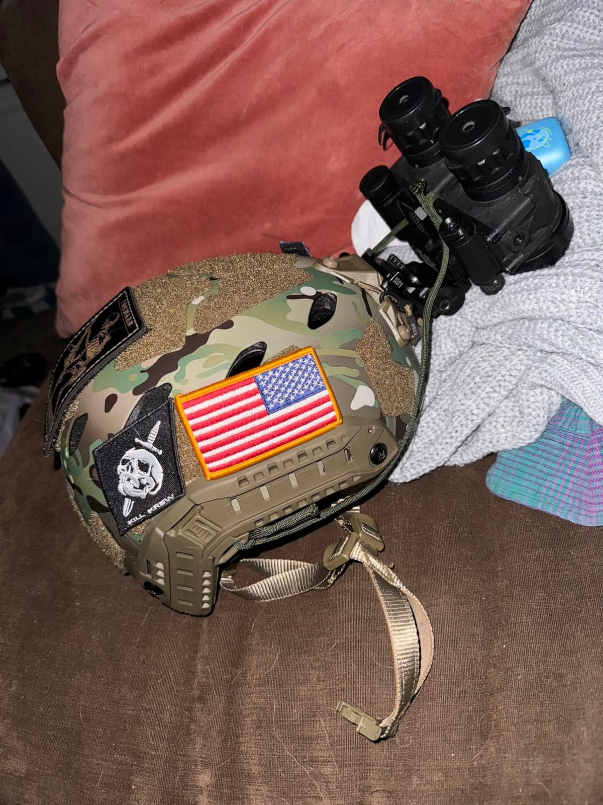 Lightweight Airsoft Helmet, High Cut Integrated Helmet with NVG Mount Base, Side Rails,Pre-Slotted Headset Strap for Outdoor Sports, CS customer photo 1