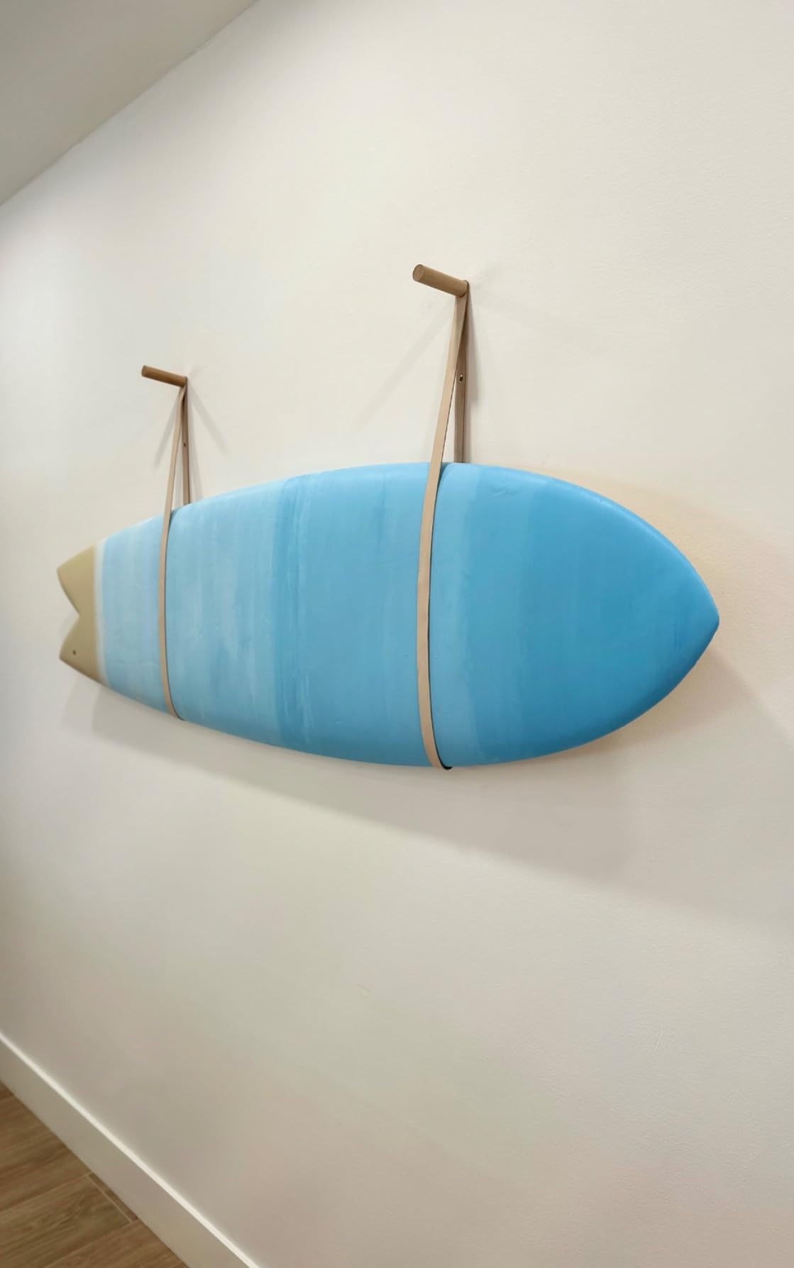 Hang 11 Surfboard Wall Mount - Oak Wood & Leather Surfboard Hanger customer photo 2