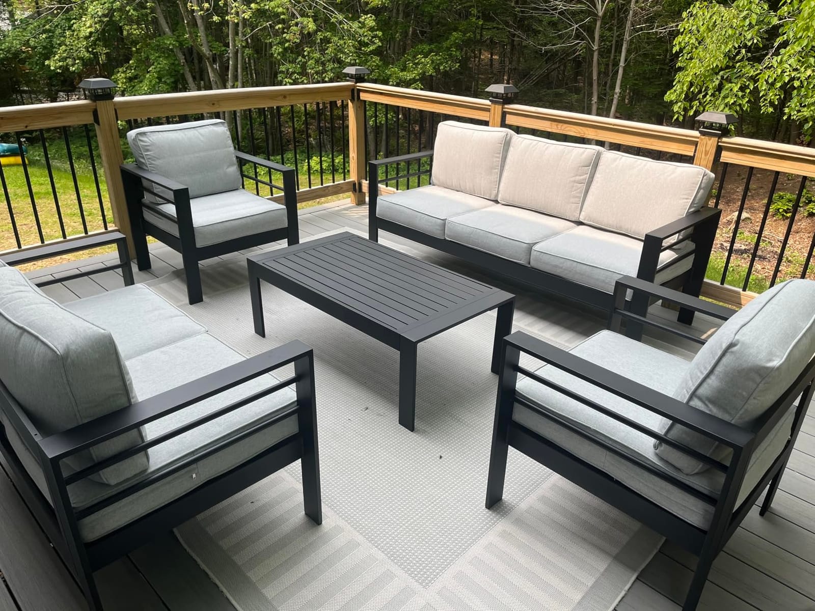 LayinSun Outdoor Aluminum Furniture Set, 5 Pieces Patio Sectional Conversation Chat Sofa Modern Seating Set with Coffee Table customer photo 2