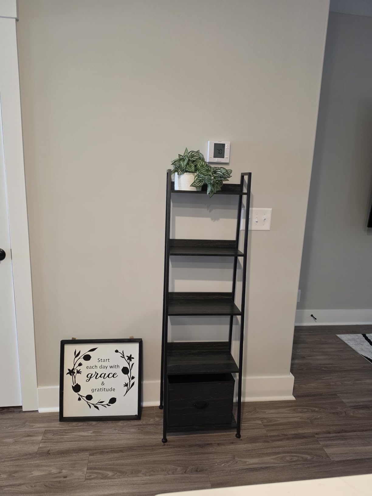 Furologee Ladder Shelf, 5 Tier Bookshelf with Fabric Drawer, Rustic Brown customer photo 1
