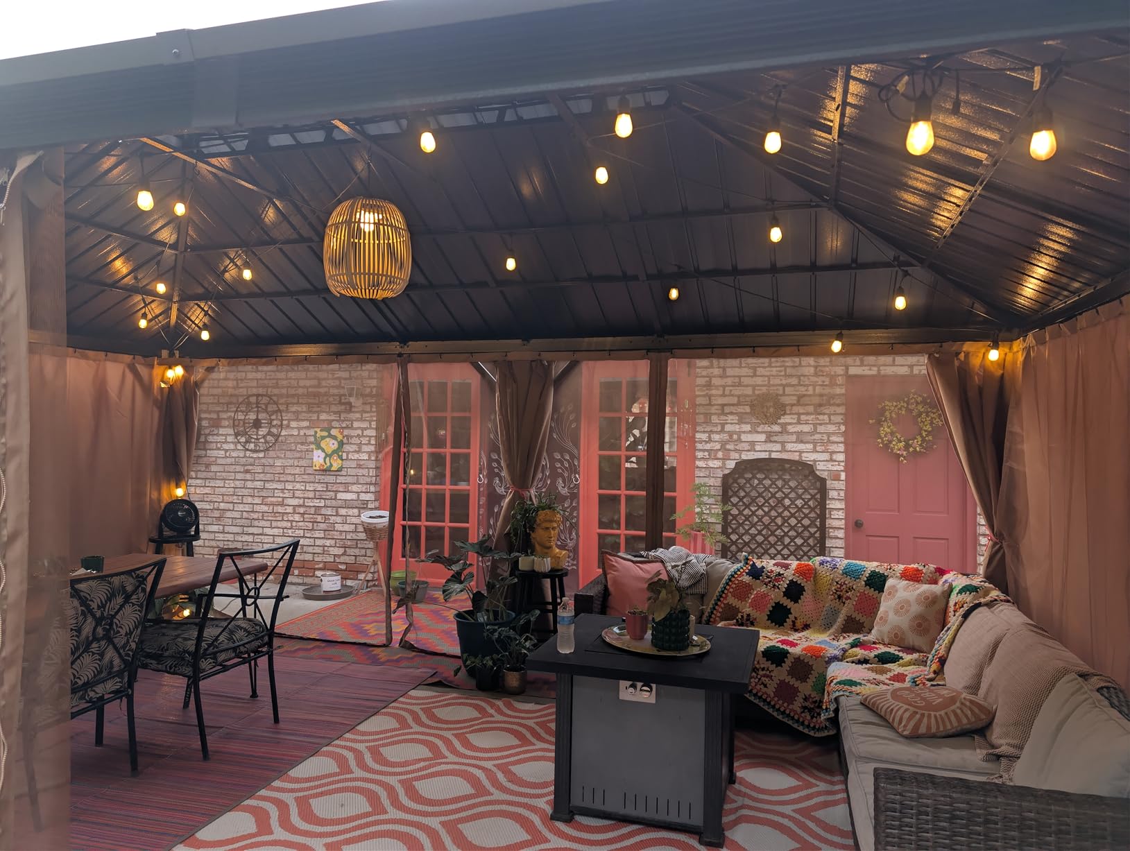 10x10 ft Hardtop Gazebo, Galvanized Steel Double Roof Metal Gazebo, Brown customer photo 1