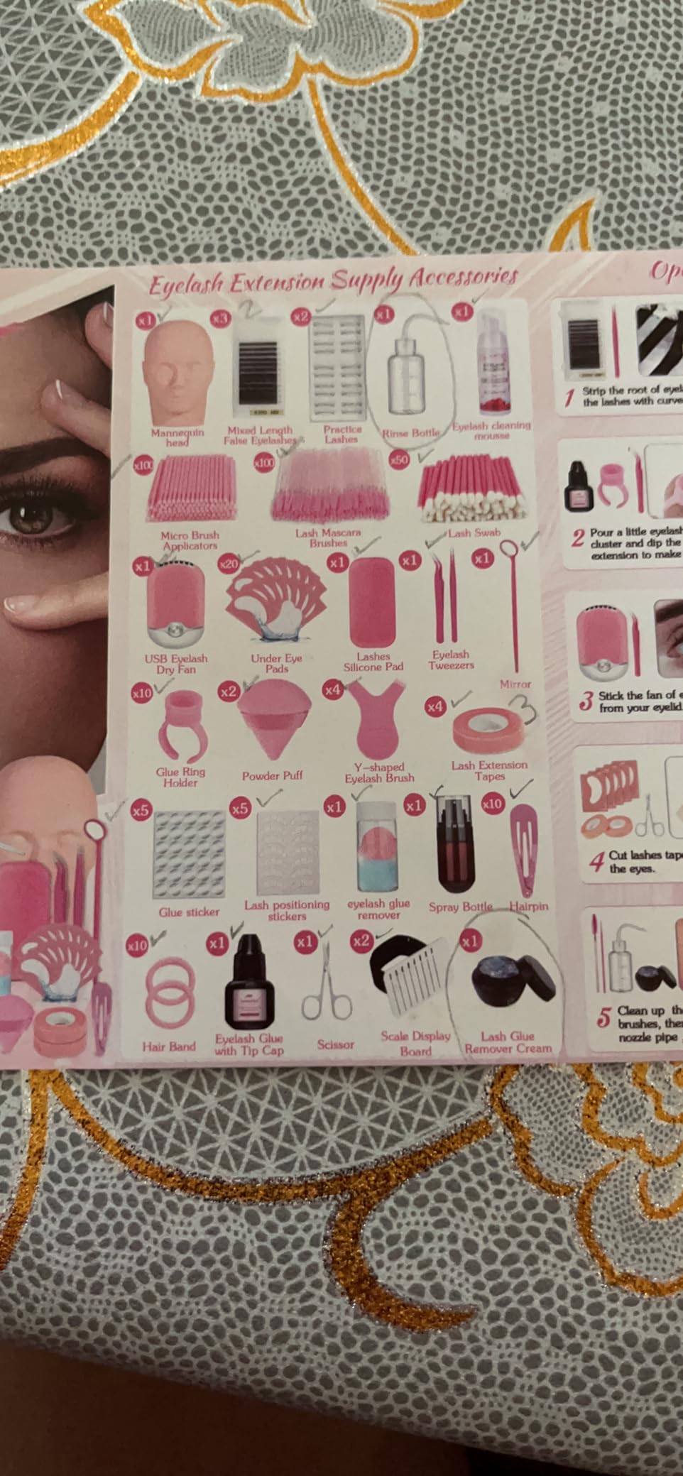 484 Pcs Lash Extension Kit for Beginners, Professional Kit with Tweezer Cleanser, Unloading Glue Paste, Eyelash Glue, Lash Foam Concentrate, Lash Extension Supplies for Practice Training Kit customer photo 1