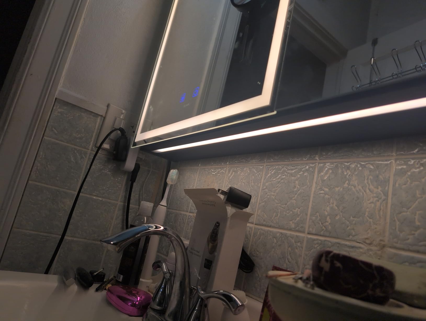 20 * 28 Left Hinge LED Bathroom Mirror Cabinet, Aluminum Medicine Cabinet customer photo 2
