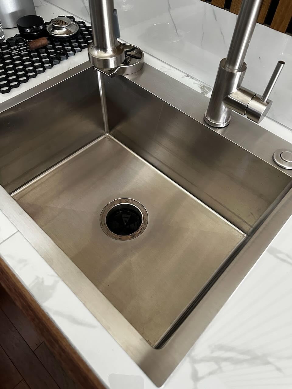 POPFLY 15 Inch Wet Bar Drop In Sink, SUS 304 Stainless Steel Topmount Sinks Handmade Single Bowl 18 Gauge Kitchen Small Outdoor Rv Sink, Brushed Nickel (15×17×8) customer photo 1
