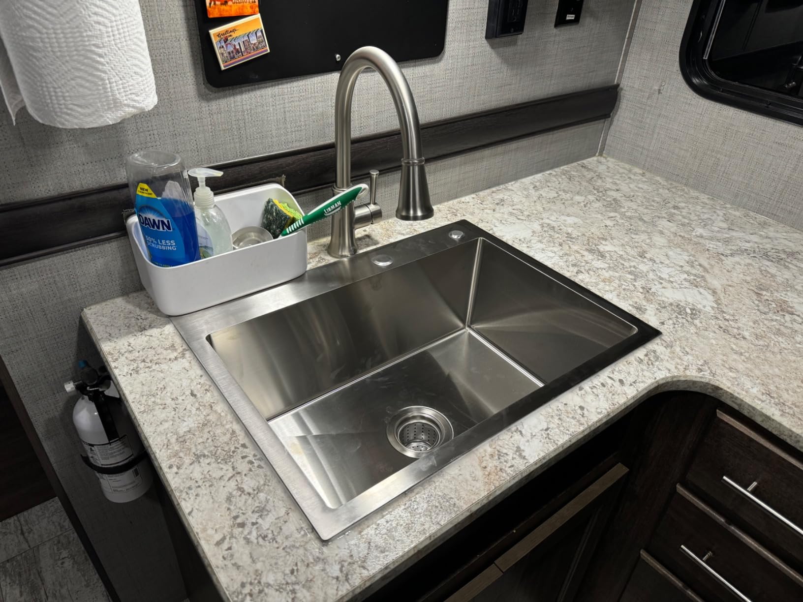 POPFLY 15 Inch Wet Bar Drop In Sink, SUS 304 Stainless Steel Topmount Sinks Handmade Single Bowl 18 Gauge Kitchen Small Outdoor Rv Sink, Brushed Nickel (15×17×8) customer photo 2