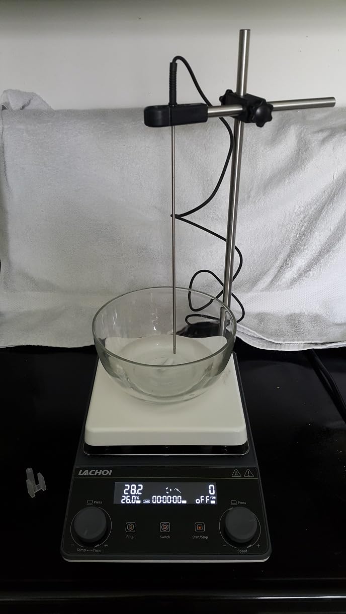 6.7Inch Magnetic Stirrer Hot Plate 20L LCD 350℃ Magnetic Stir Plate | 2000RPM Timing Heated Magnetic Hotplate Stirrer for Labs, Home, University, Research, Stir Bar, Temp Probe Sensor, Support Stand customer photo 2