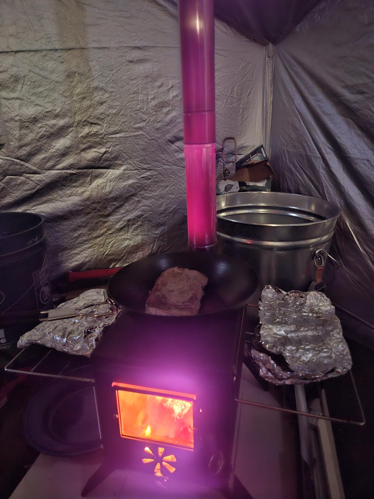 Hot Tent Stove, AVOFOREST Wood Burning Stove, Small Wood Stove with 7 Stainless Chimney Pipes for Outdoor Heating & Cooking, Ice Fishing, Hunting customer photo 1