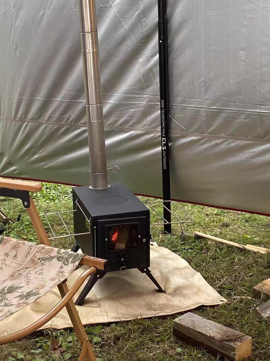 Hot Tent Stove, AVOFOREST Wood Burning Stove, Small Wood Stove with 7 Stainless Chimney Pipes for Outdoor Heating & Cooking, Ice Fishing, Hunting customer photo 2