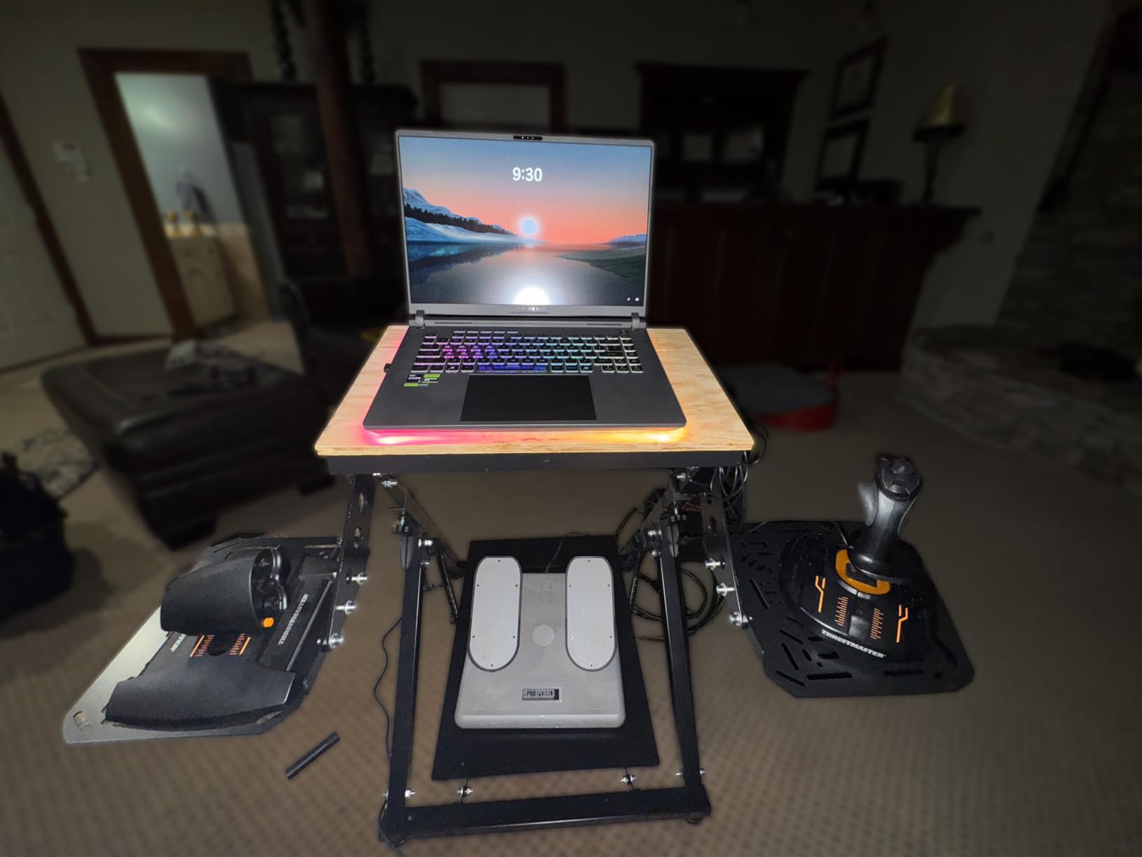 Anman Foldable Racing Flight Simulator Stand with Chair Wheel Fixed Slot | Racing & Flight Fast Switch, Place Keyboard & Mouse Separately, for Logitech/Thrustmaster/Fanatec Joystick Yoke Racing Wheel customer photo 1
