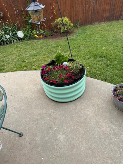 SnugNiture 3 Pcs 2x2x1ft Round Galvanized Raised Garden Bed Kit Outdoor, Metal Planter Box for Planting Plants Vegetables, White customer photo 1