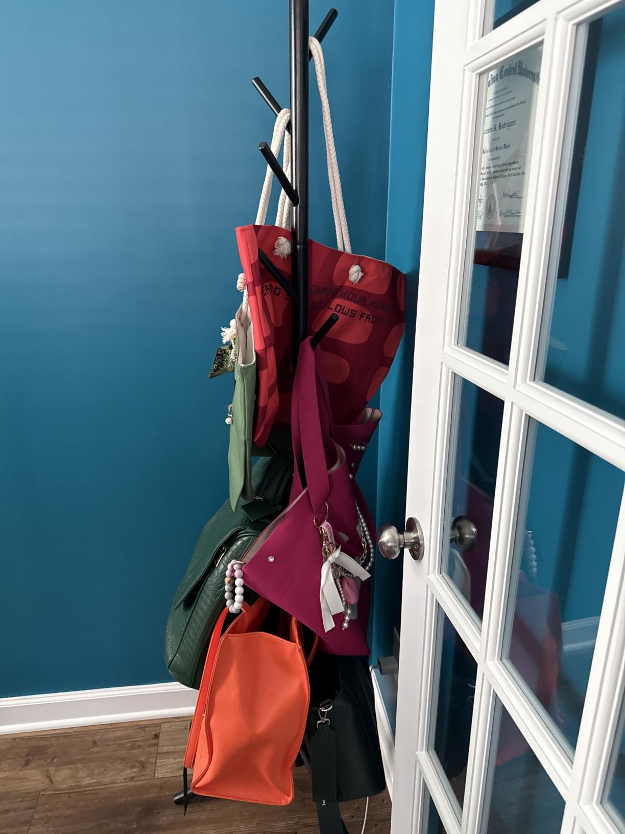 8-Hook Freestanding Coat Rack 3 Adjustable Heights Sturdy Brown customer photo 1
