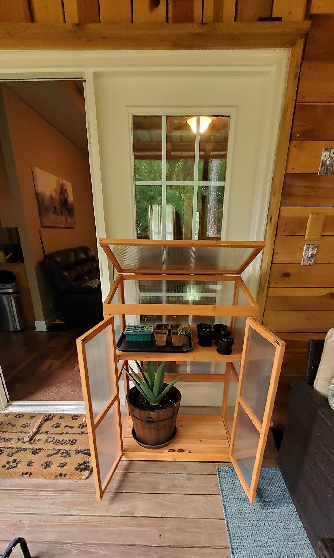 MCombo Cold Frame Greenhouse, Wooden Cabinet with Shelves, 0760 (Dark Grey) customer photo 1