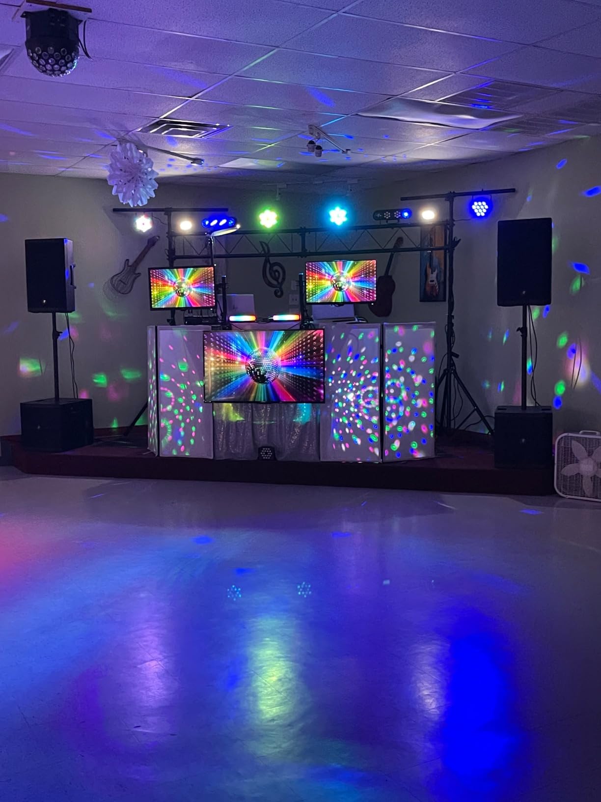 S AFSTAR DJ Light Stand, 14 FT Heavy Duty Metal Lighting Truss System W/Adjustable T Bars, 32 Mounting Points & Triangle Foot, Portable Light Truss for Audio Stage, 220 Lbs Load customer photo 1