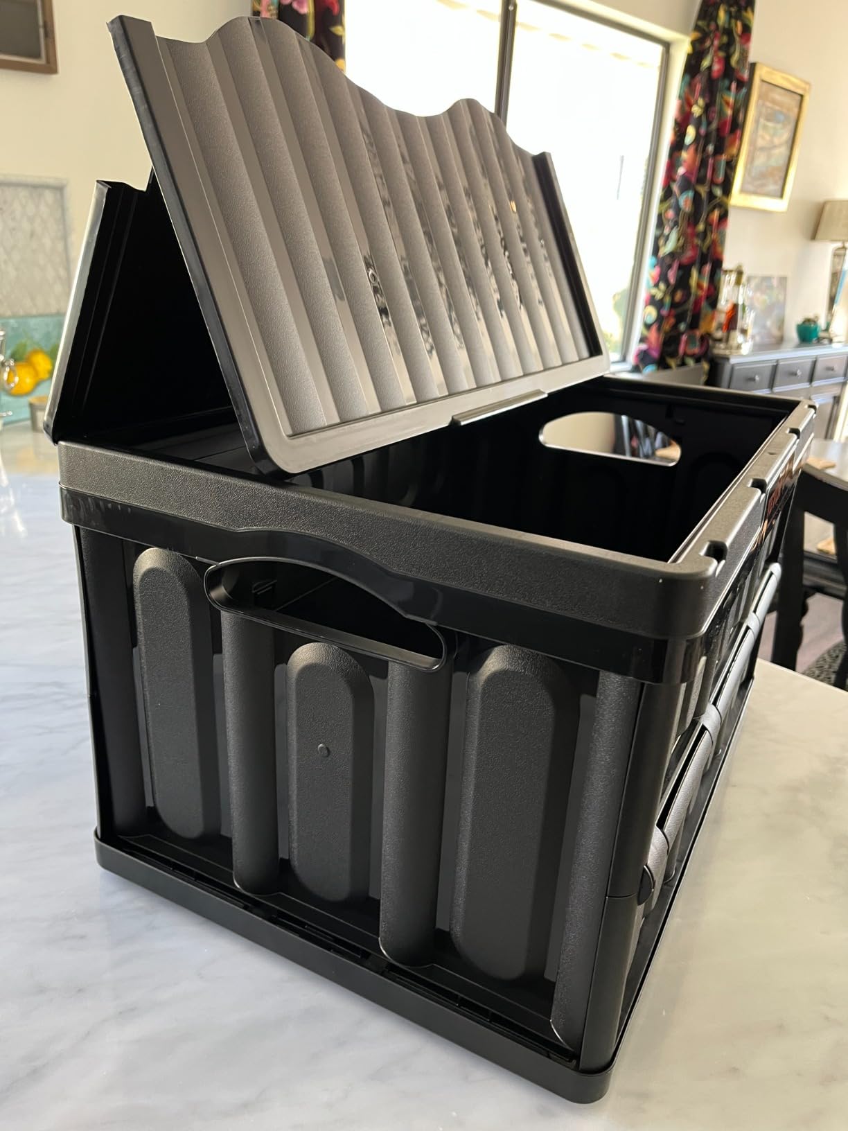 VEVOR 45L Collapsible Storage Bins with Lids 3 Packs, Stackable Utility Crates with Handles, Large Folding Containers for Organizing Tools, Snacks, Books, Food, Drinks, Camping & Transport customer photo 1