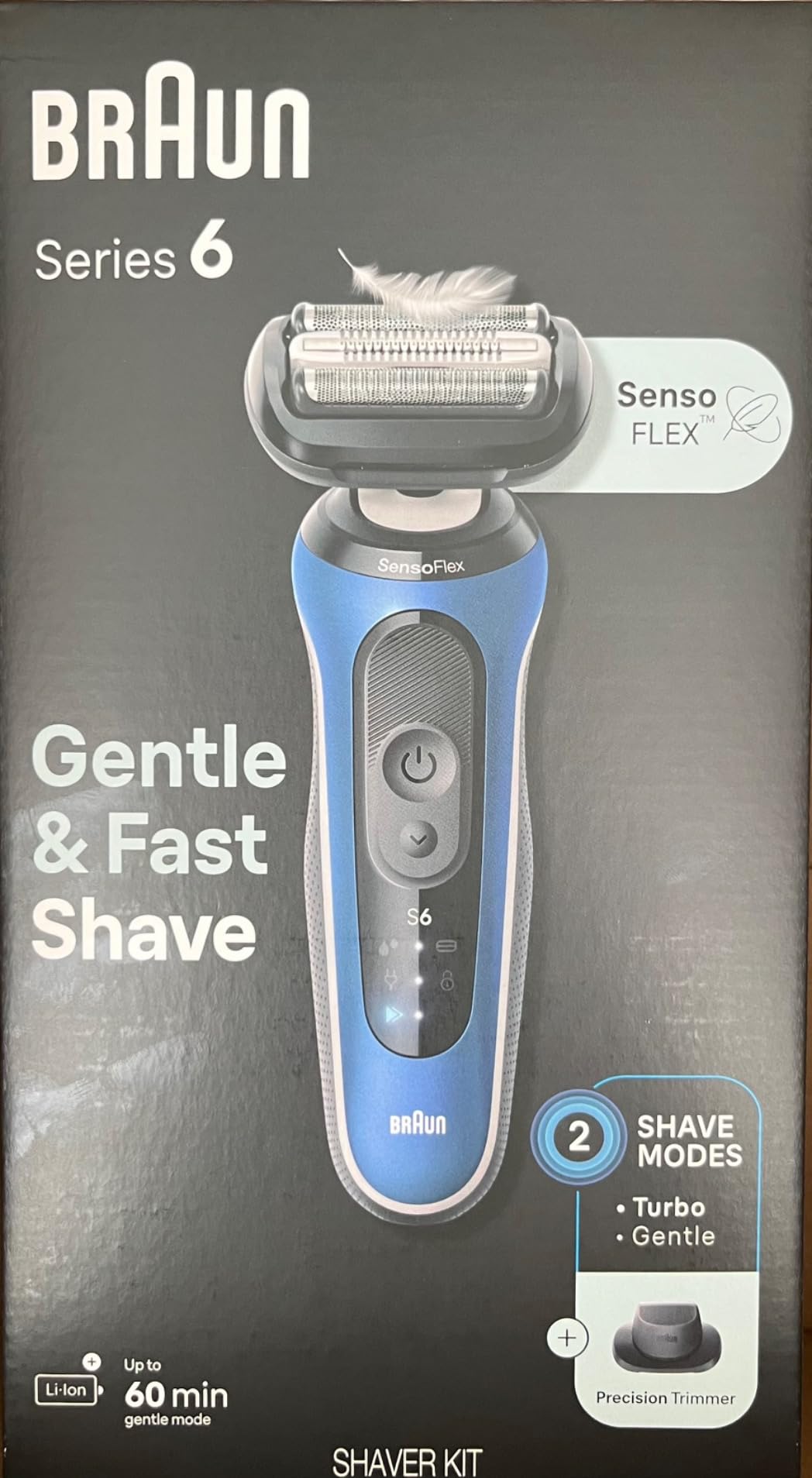 Braun Electric Shaver for Men, Series 6 6120s, Wet & Dry Shave, Turbo & Gentle Shaving Modes, with Precision Trimmer & Pouch, Blue customer photo 2