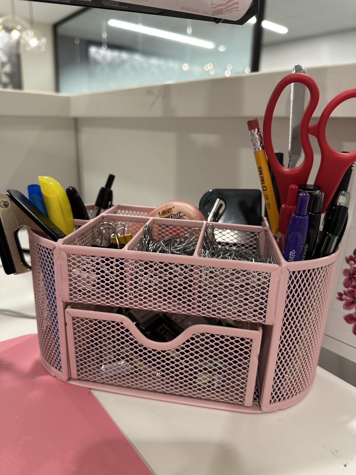 Newkita Desk Organizers and Accessories with Pencil Pen Holder Supply 8 Compartments and 1 Pullout Drawer for Home, School, and Office. (Black) customer photo 1