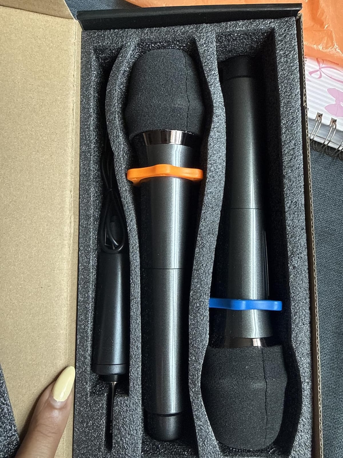 Wireless Dual Microphone,Handheld Dynamic mic,Karaoke Singing, Weddings DJ,Party, Church, Classroom use, 200 feet, Gray.(2 Versions Randomly Shipped) customer photo 2
