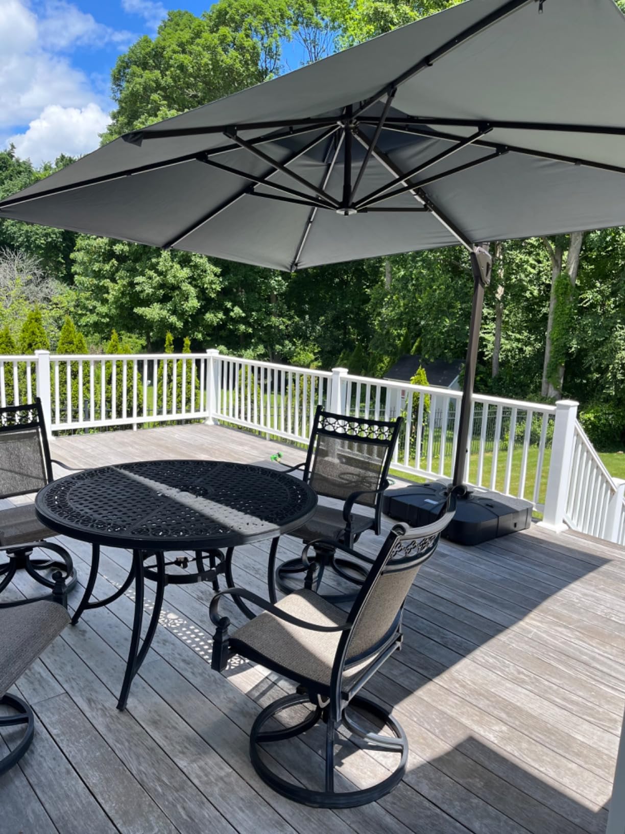Deconk 9' X 12' Patio Umbrella with LED Lights Outdoor Cantilever Umbrellas customer photo 2