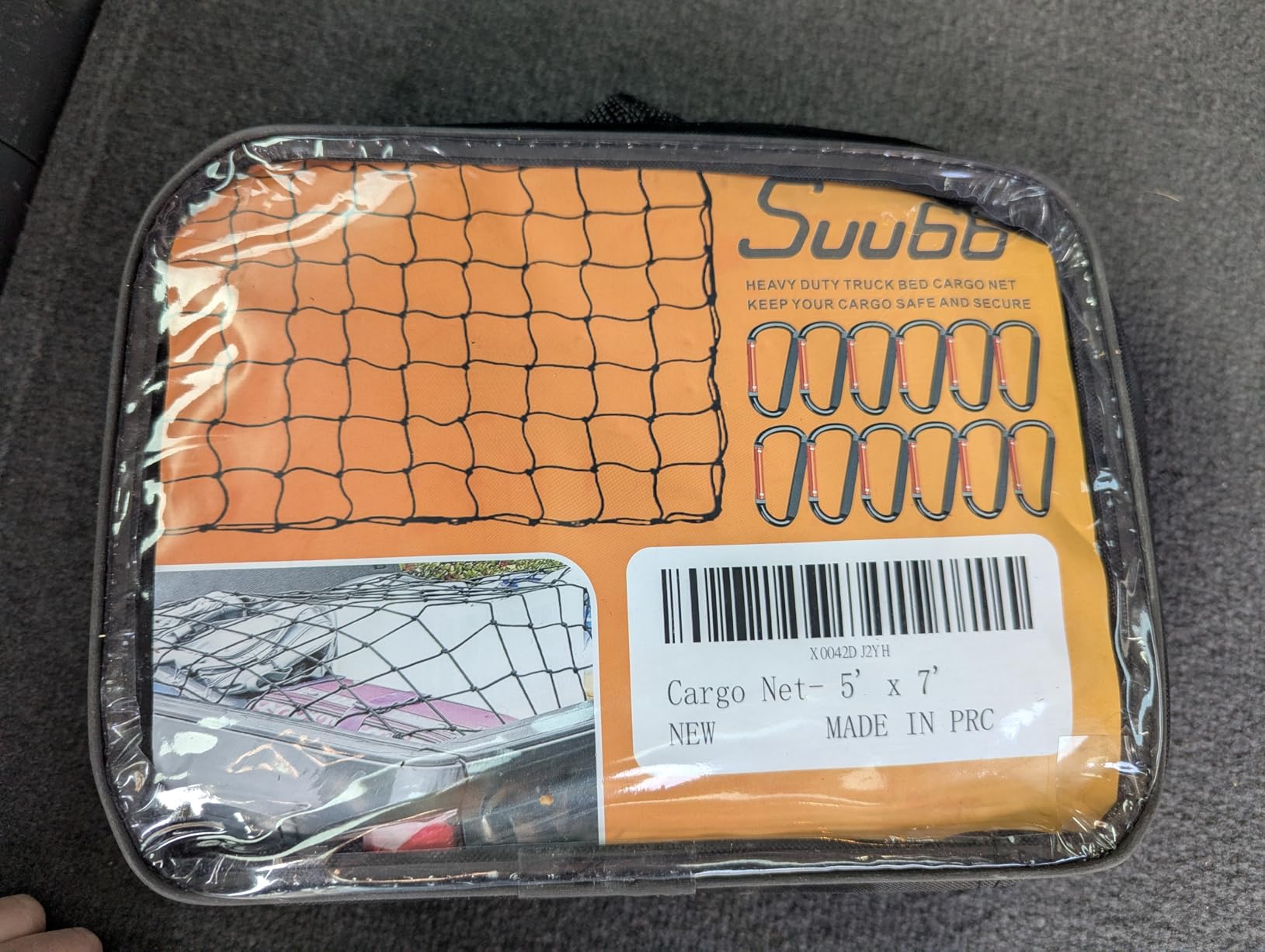 Suu66 Heavy Duty Cargo Net for Pickup Truck Bed - 5' x 7' Stretches to 15' x 21' - Sturdy Latex Bungee Net Mesh - with 12 Metal Carabiners - Truck Bed Accessories for Dodge RAM, Ford, Chevy, Toyota customer photo 1