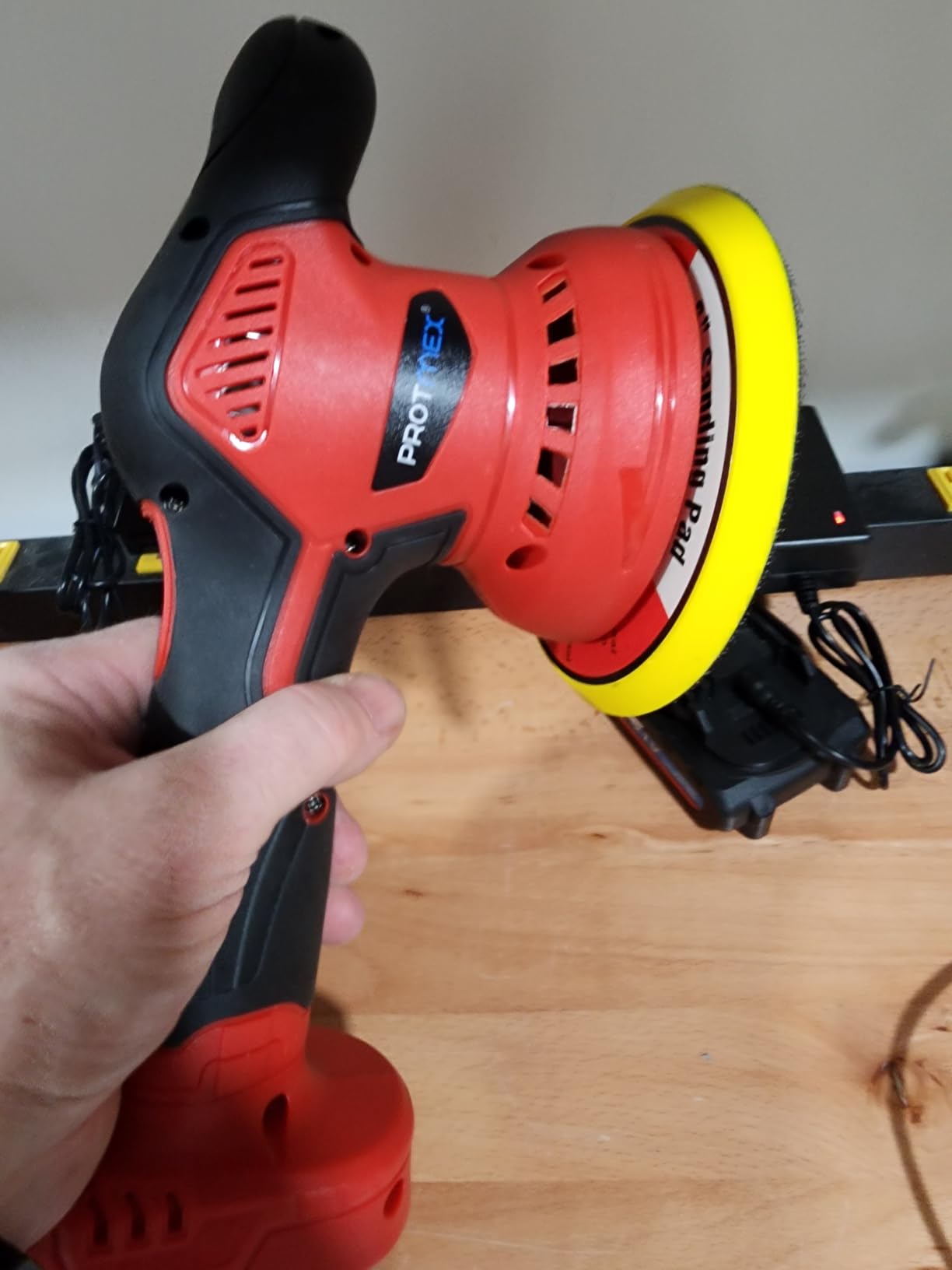 Protmex Cordless Car Buffer Polisher w/ 2x2000mAh 21V Batteries, Orange customer photo 1