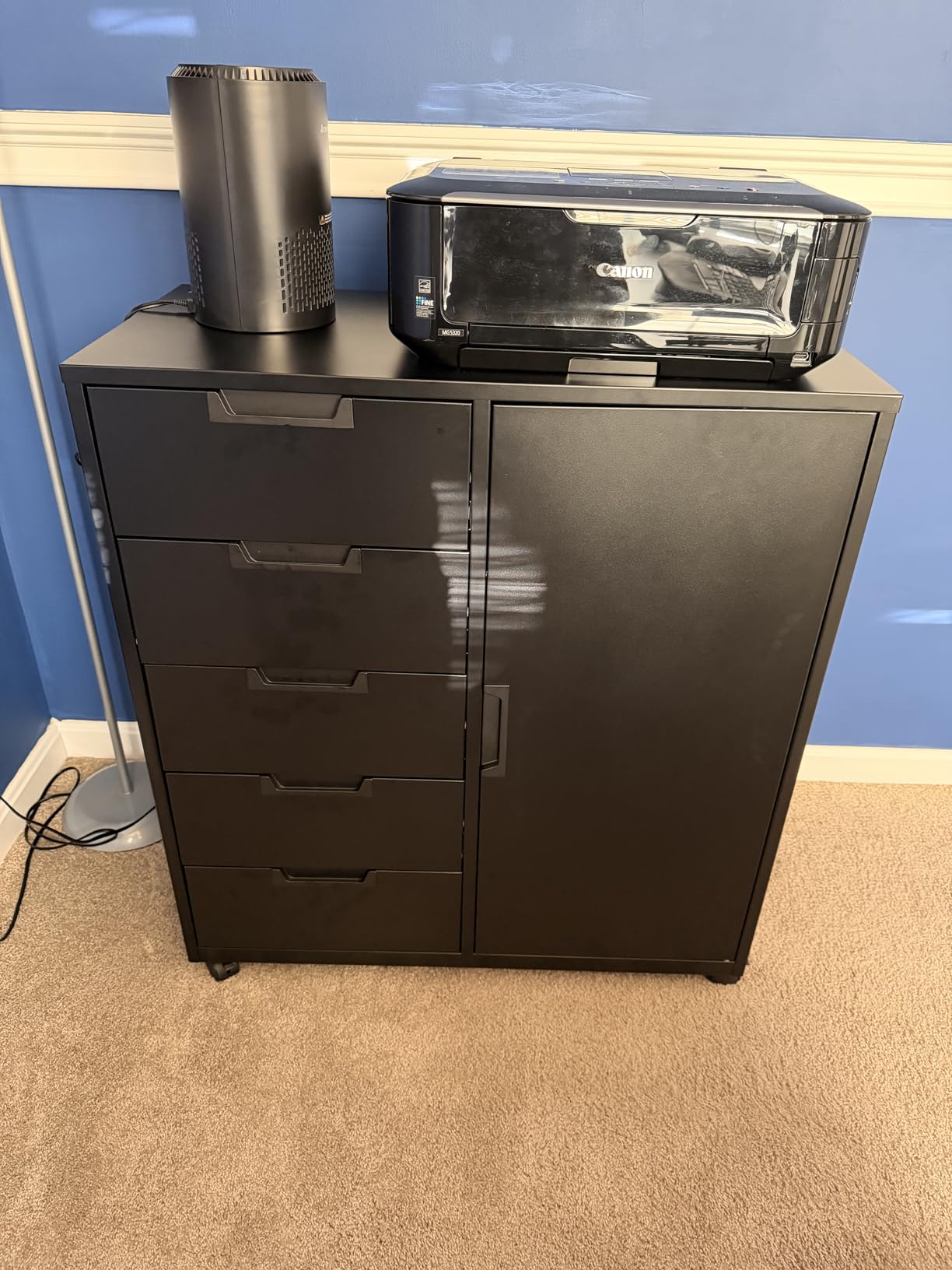MIIIKO File Cabinet 3 Drawers on Wheels Under Desk, Black Metal Rolling File Cabinets with Lock for Home Office, Un-Assembled Filing Cabinet with Lock customer photo 1