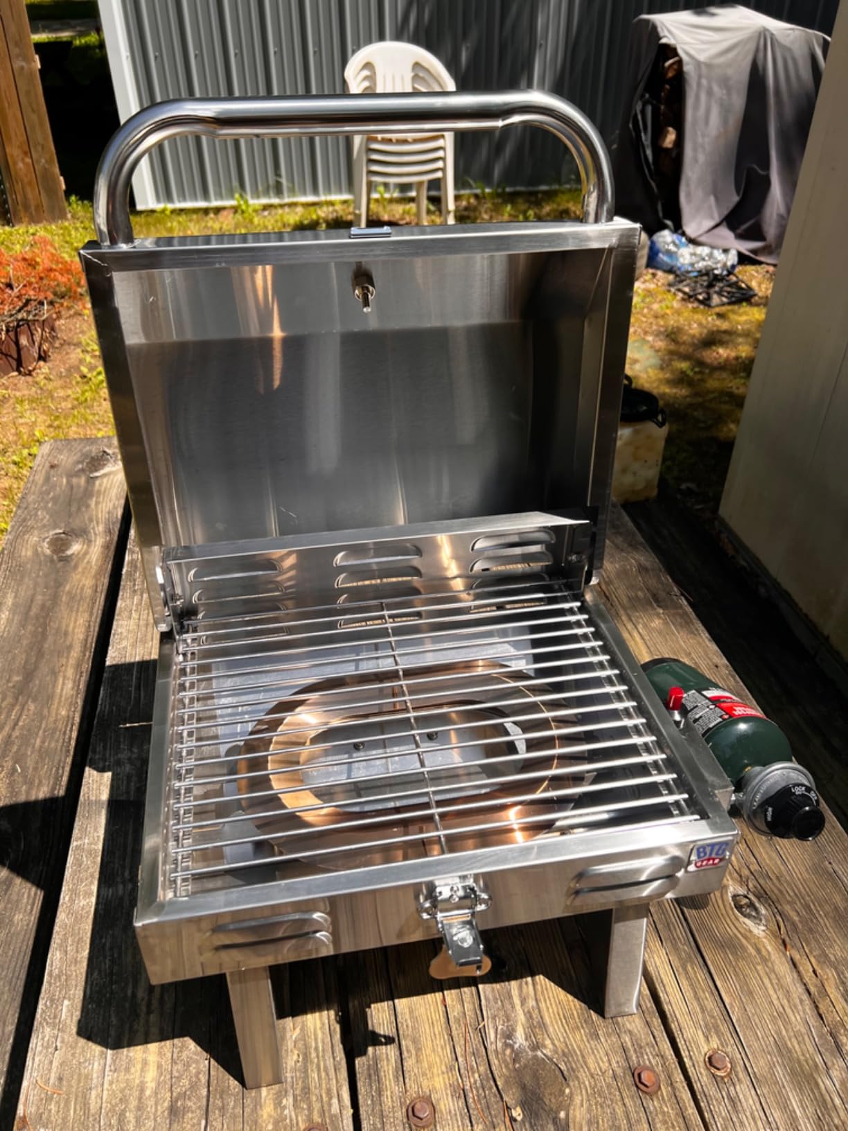 Tailwaves Marine Boat Grill w/Rod Holder Mount | Stainless Steel | Propane Boats & Tailgating & Camping | Built in Thermometer | Portable | Fold-away legs customer photo 2
