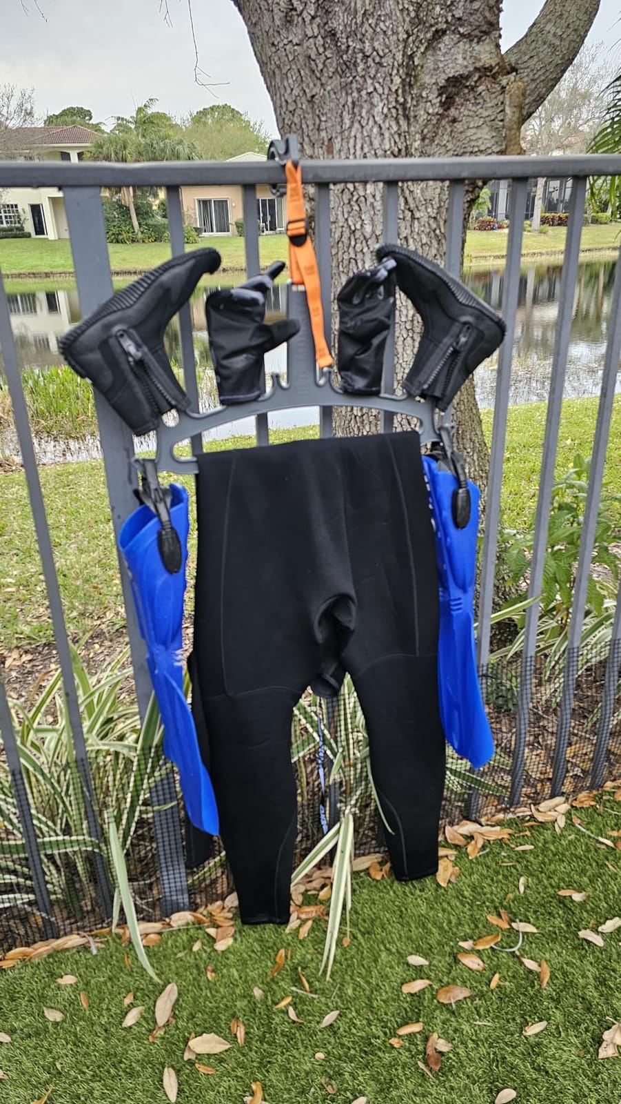 Wetsuit Hanger by C-Monsta | Quick Drying | Heavy Duty | Effective & Versatile | Wetsuit Hanger for Wetsuit, Gloves and Boots. Perfect for Surfing, Paddleboards, Divers+. (V2 Orange) customer photo 2