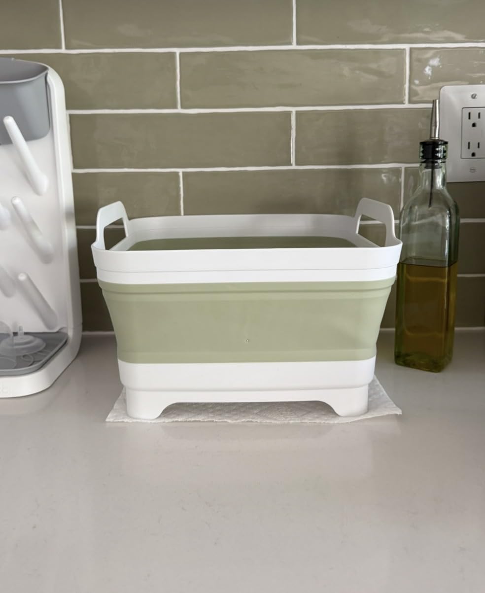 GIMWA 2.4Gal Collapsible Dish Basin with Drain Plug, Baby Bottle Wash Basin customer photo 1