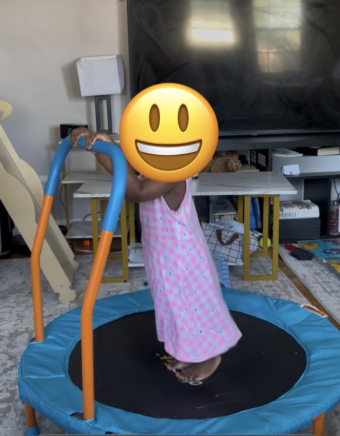 ATIVAFIT 36-Inch Toddler Trampoline with Foam Handle, Foldable Indoor Outdoor Mini Rebounder for Kids Ages 2–6 customer photo 1