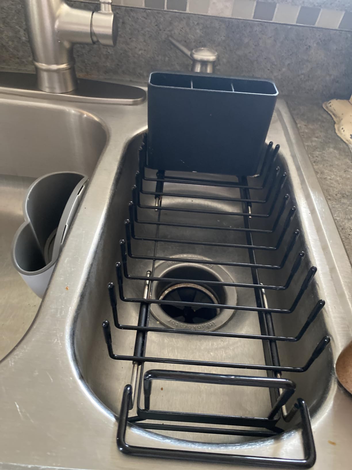 ANTOPY Sink Dish Drying Rack - Expandable Small Dish Rack Over Sinks with Silicone Drying Tray, Dish Drainer for Kitchen Counter with Cutlery Holder, Drying Rack Fit for 14''-19'' Kitchen Sink customer photo 1