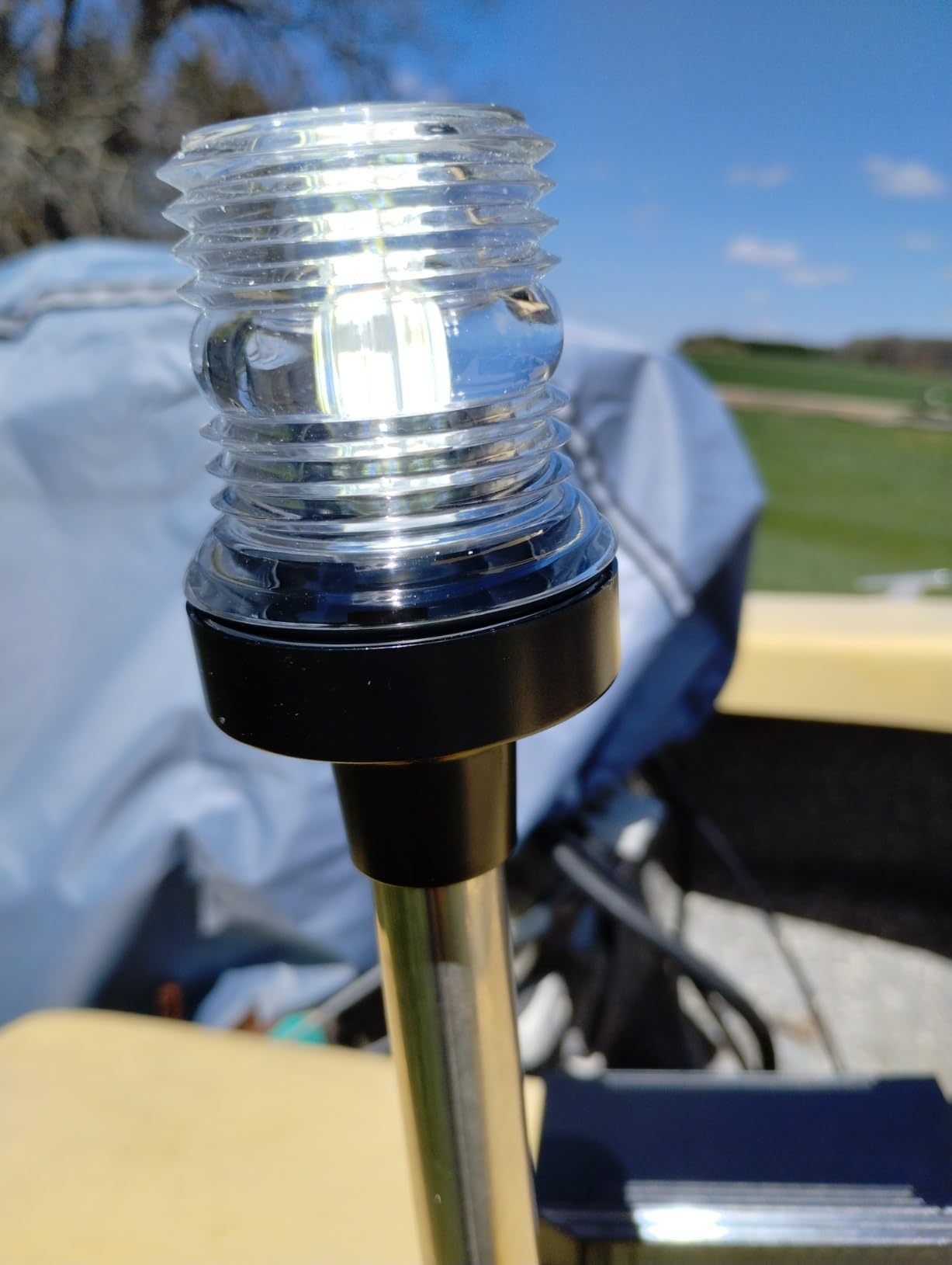 12 Inches Anchor Light Boat Stern Light Waterproof IP67, White Fold Down Marine Navigation Lights for Boats LED for Pontoon, Jon Boat and Bass Boats (12-24V) customer photo 1