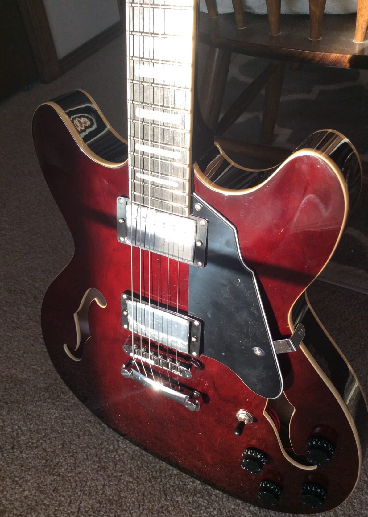 Redid Semi-Hollow Body Electric Guitar RD-100 Jazz Guitar with F-Hole,Maple neck,humbucker Pickups (Black) customer photo 2