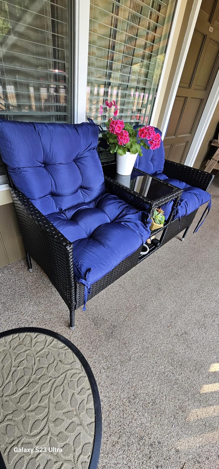 Flamaker Outdoor Furniture Patio Loveseat Wicker 2-Seat Porch Chairs Beige customer photo 2