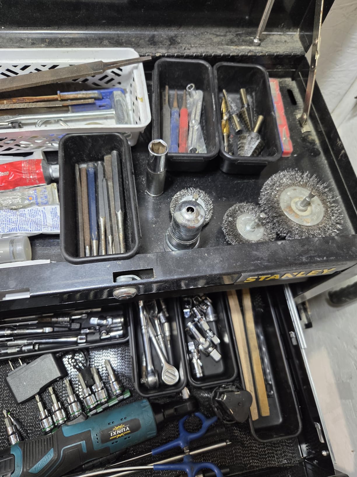 A-LuGei 【More Larger Size】 【69 PCS-5 Size】 Tool Box Organizer Tray Divider Set【Black】 Desk Drawer Organizer Bin, Garage Organization and Storage Toolbox for Rolling Tool Chest Cart Cabinet WorkBench customer photo 2