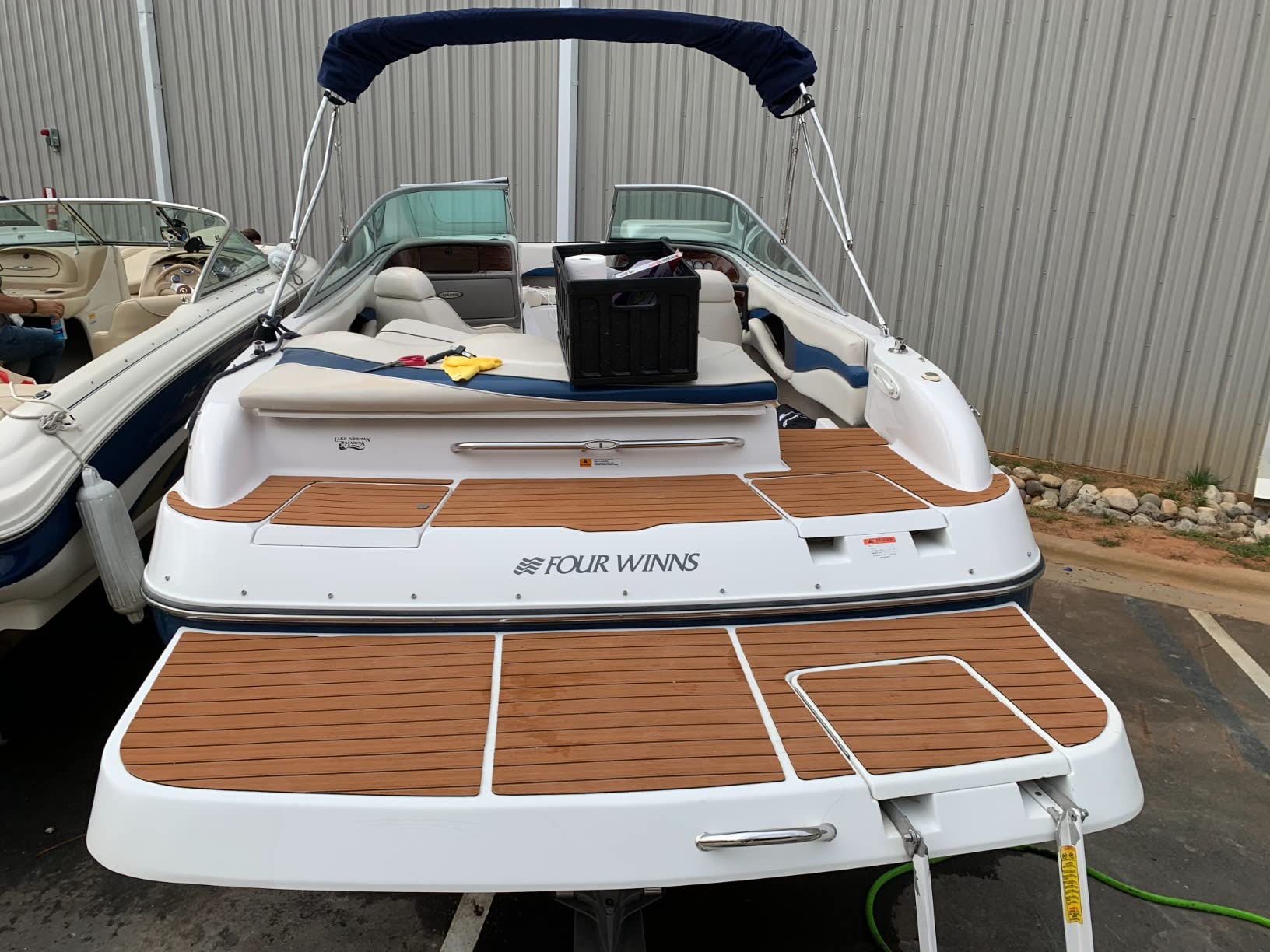 KXKZREN Boat Flooring EVA Foam Decking Sheet Faux Teak Marine Mat Non-Slip Boat Carpet Self-Adhesive Flooring for Jon Boats Motorboat RV Yacht Kayak Swim Platform customer photo 2