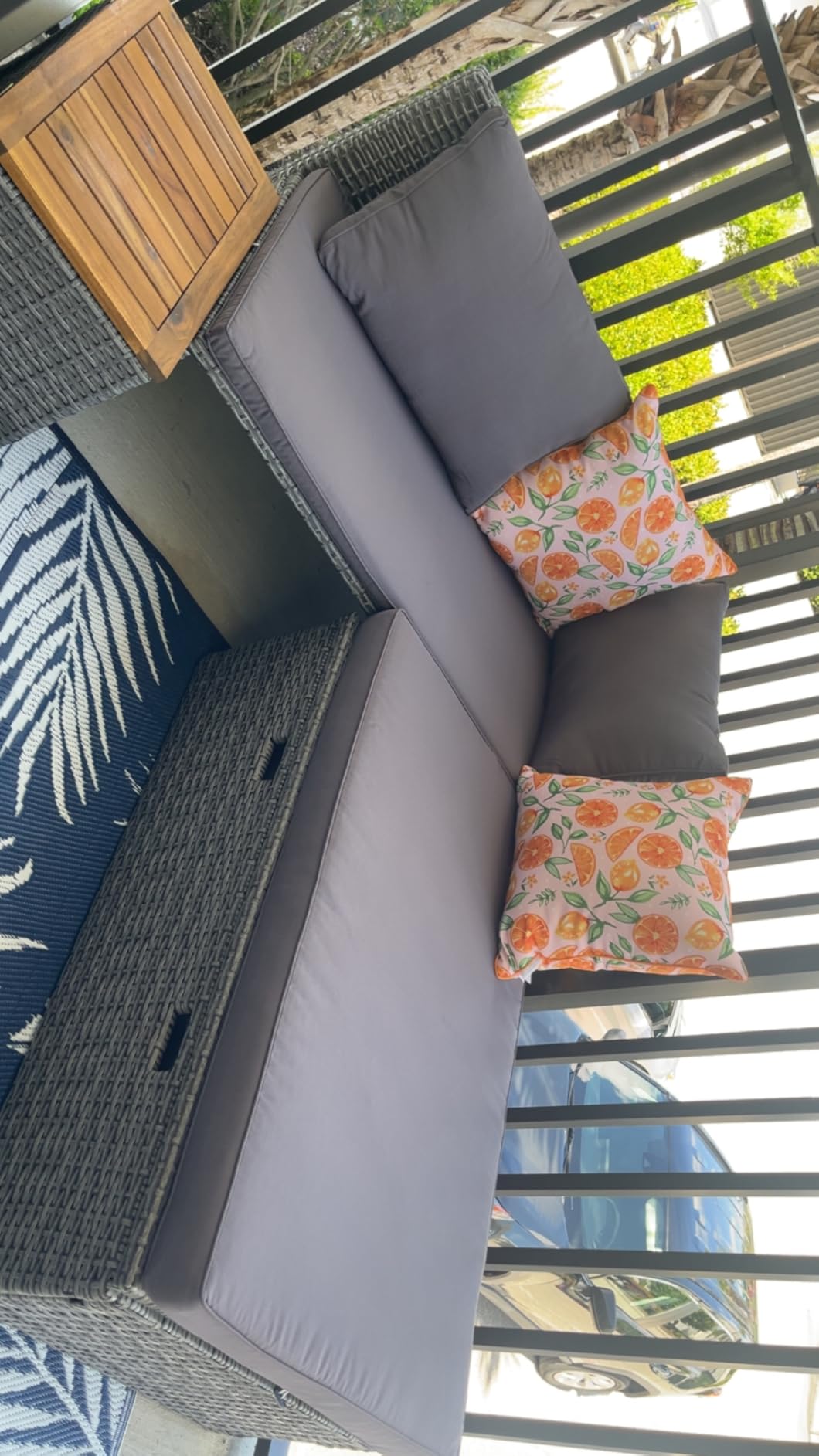 Flamaker Outdoor Rattan Daybed with 2 Side Tables, Wicker Patio Sofa customer photo 2