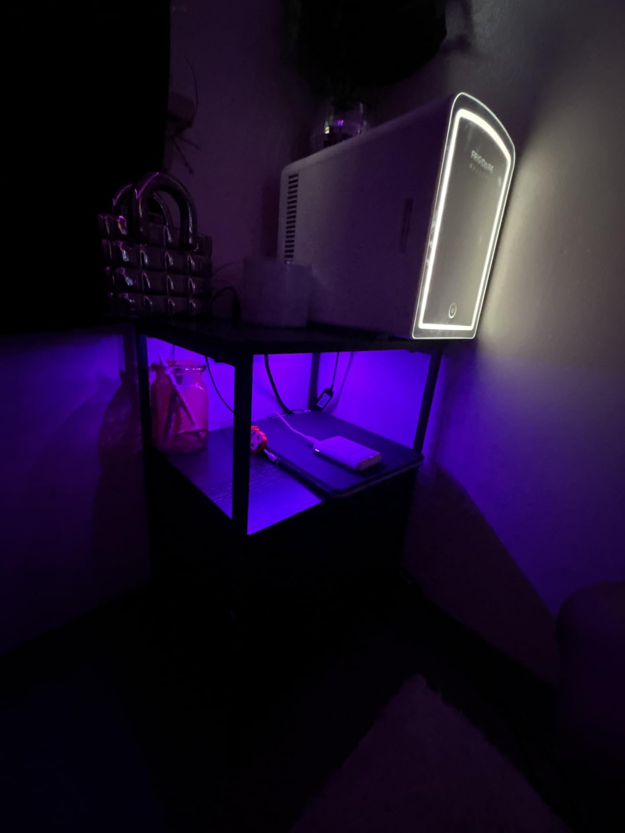 Huuger Night Stand with Charger Station and LED Lights, 2 Drawer Nightstand customer photo 2