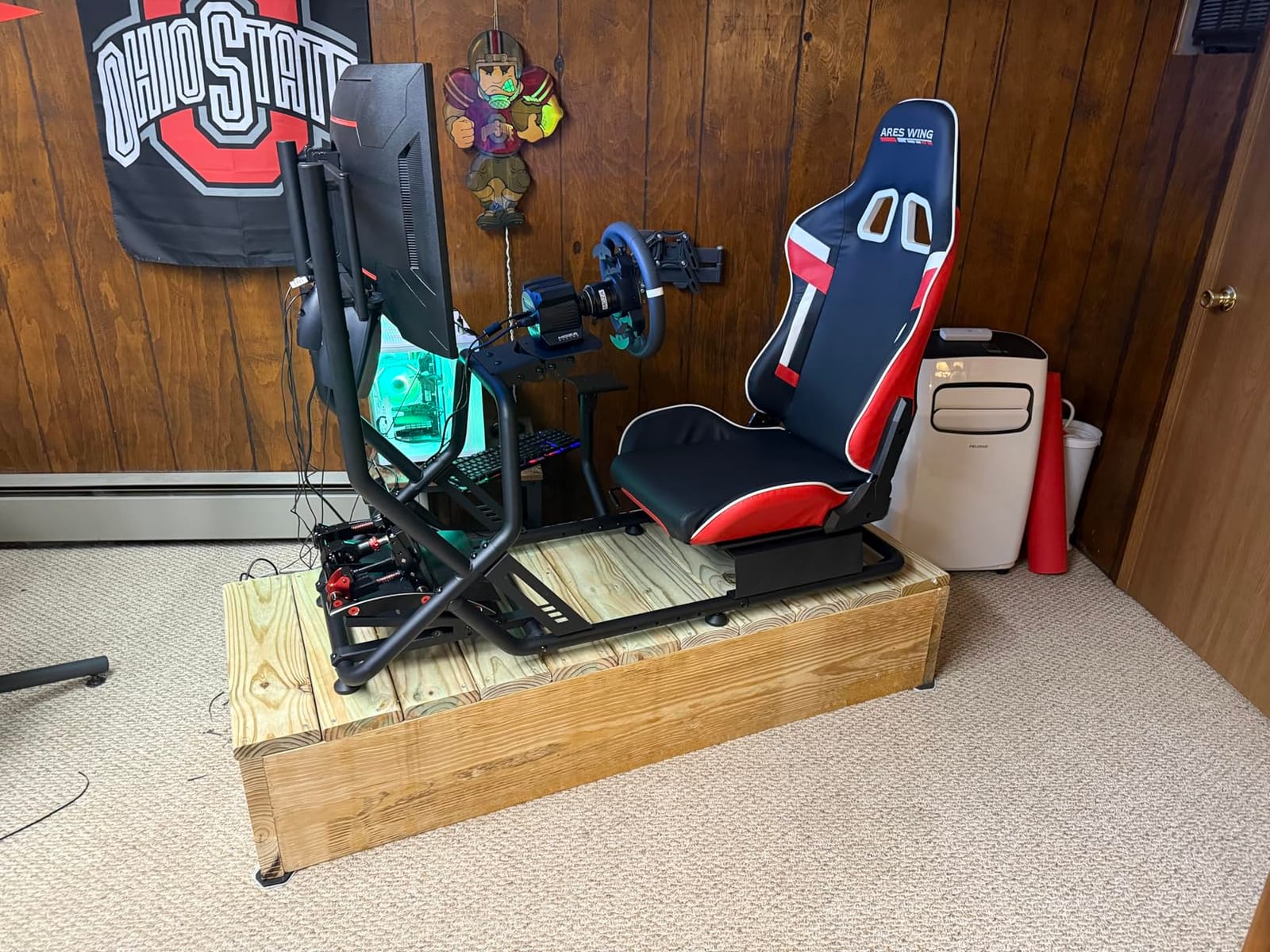 ARES WING Racing Simulator Cockpit with TV Mount, Sim Racing Wheel Stand customer photo 2