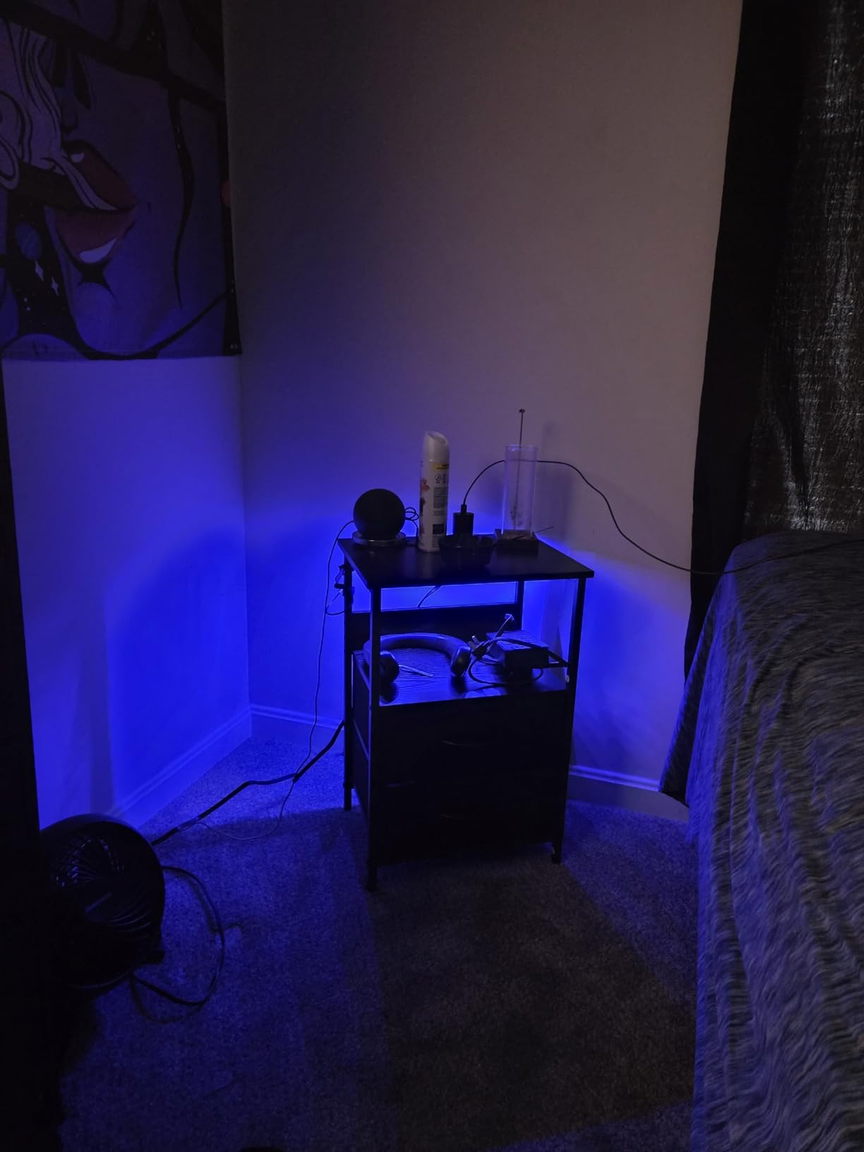 Fixwal Night Stand with Charging Station, Black Led Nightstand, 2 Drawers customer photo 2