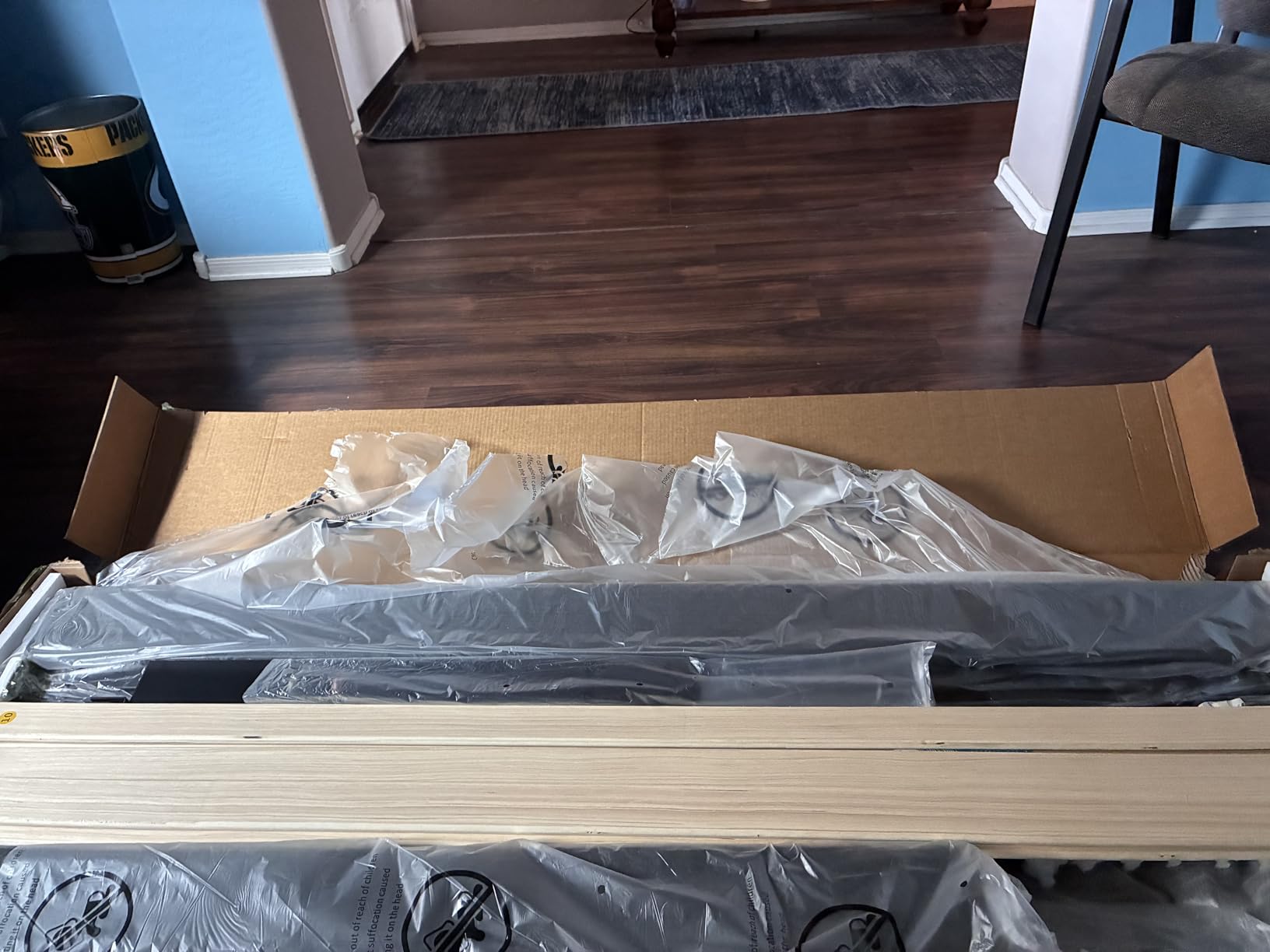 HAOARA King Size Platform Bed Frame with Upholstered Button Tufted Headboard, Mattress Foundation with Wooden Slat Support, Noise Free, No Box Spring Needed, Easy Assembly, Light Grey customer photo 2