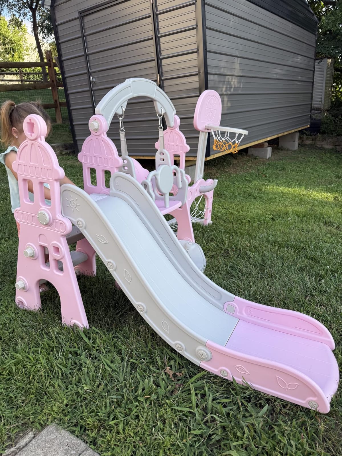 XJD 6-in-1 Toddler Slide and Swing Set, Kids Slide for Toddlers Age 1+ customer photo 1