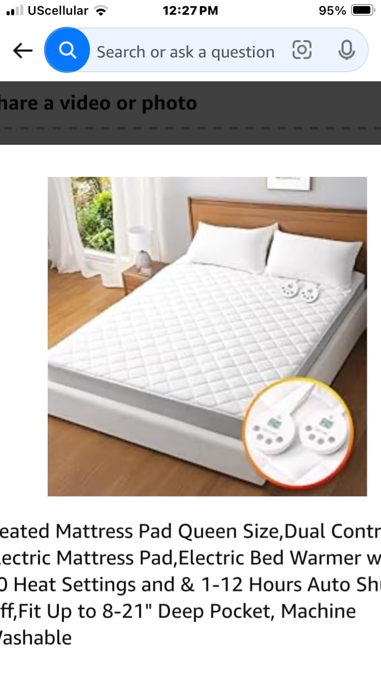 Valthie Heated Mattress Pad Queen Size, Electric Bed Warmer with Preheat | 10 Heat Settings and & 1-12 Hours Auto Shut Off, Memory Function, Dual Control, ETL & FCC, 8-21