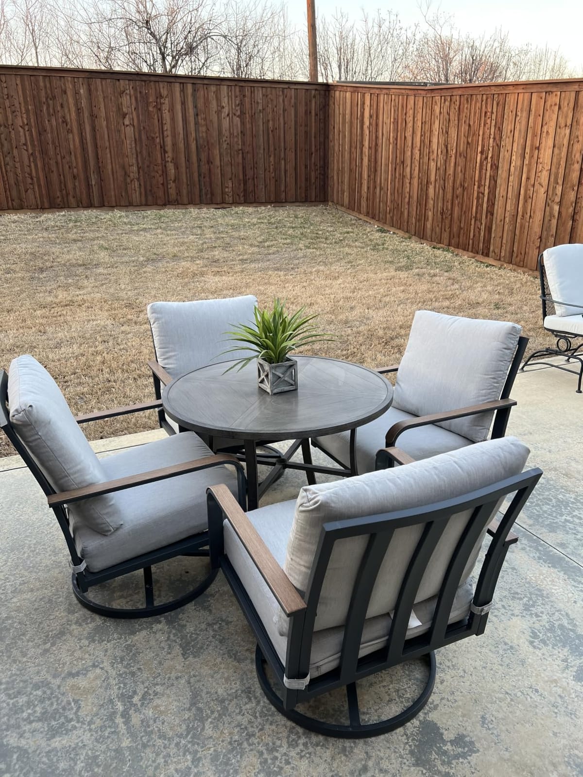3 Piece Outdoor Bistro Set, Swivel Rocking Chairs with 6 inch Thick Cushion customer photo 2