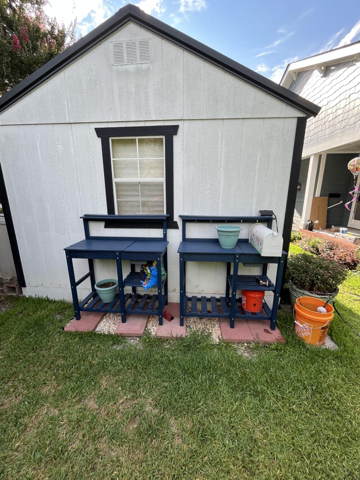 SERWALL Outdoor Potting Bench with Removable Sink,Gardening Table,Grey customer photo 2