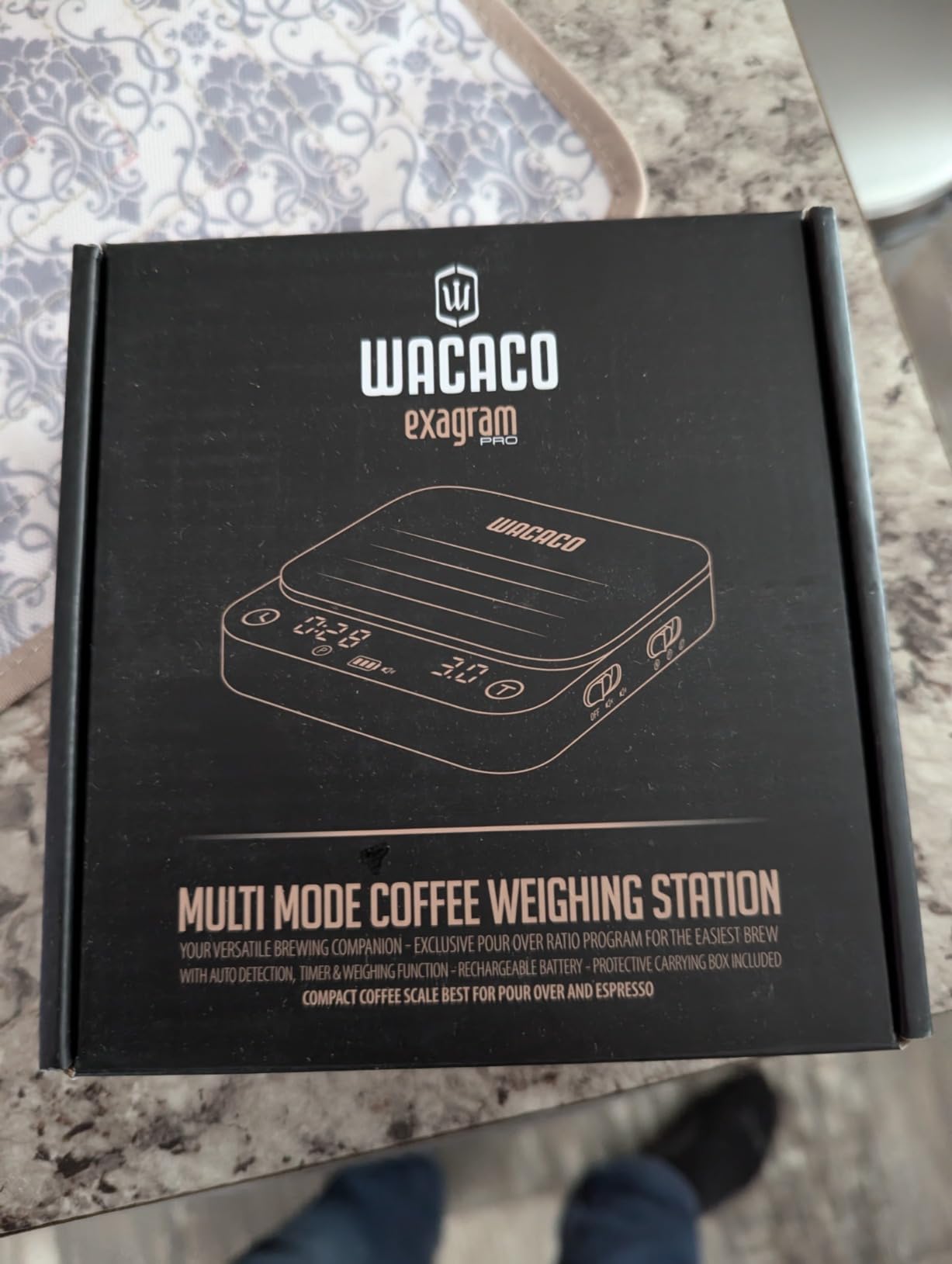 WACACO Exagram Pro Coffee Scale with Timer, Smart Espresso Scale with Carrying Box, Automatic Timing Rechargeable Mini Digital Coffee Weight Scales Gram&Ounce&Milliliter, Food Kitchen Scale, Black customer photo 2