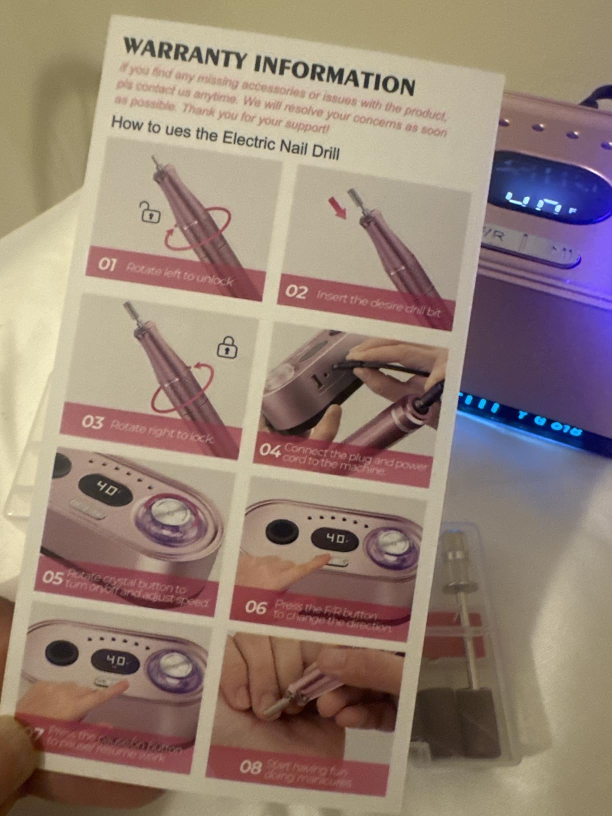JOSGLOI 40000RPM Professional Nail Drill E-File for Gel Polish Removal | LCD Display; Smooth Stepless Control; Quiet Low-Vibration; Ideal for Manicure Pedicure Nail Prep, Salon & Home DIY Nail Care customer photo 2