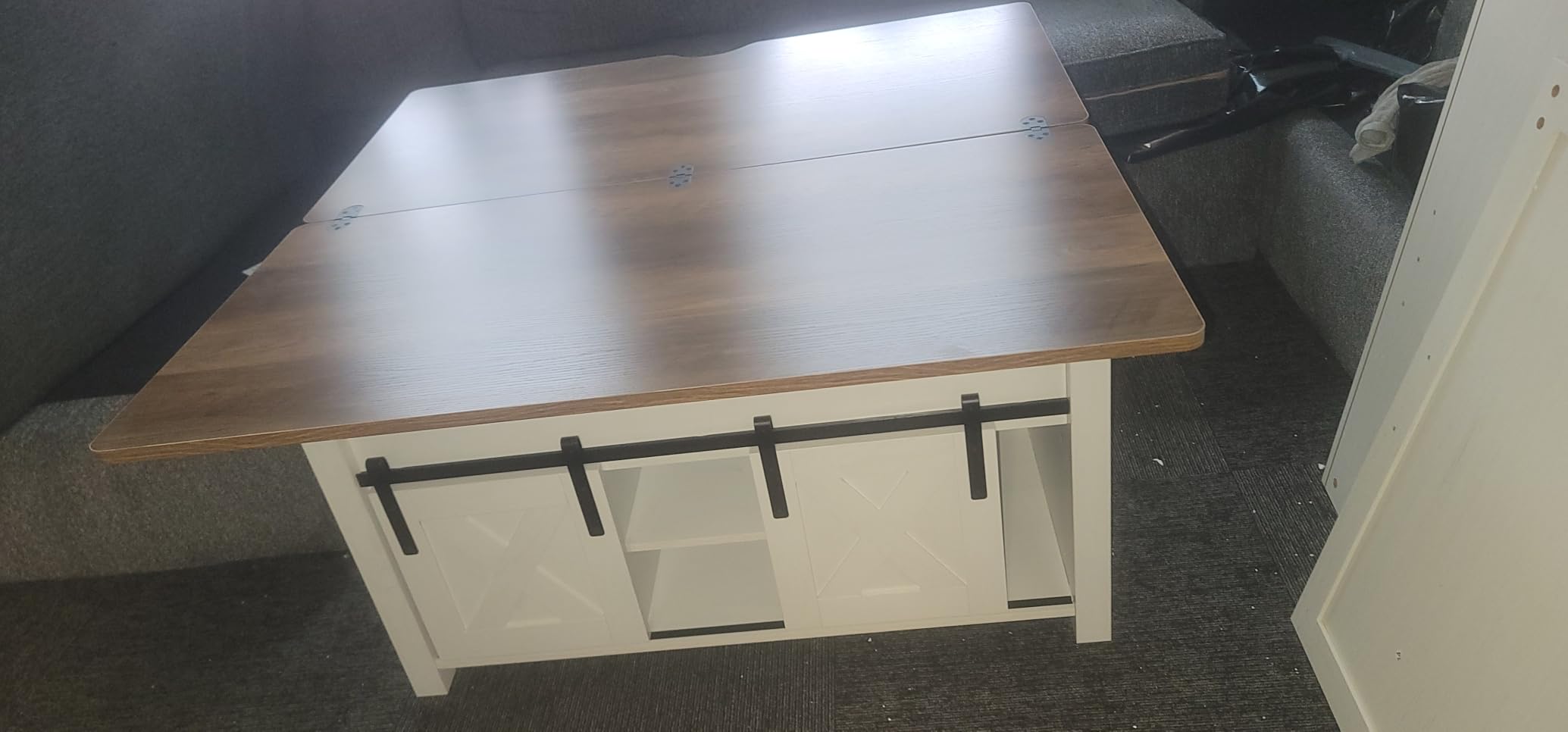 SEDETA Farmhouse Lift Top Coffee Table with Storage and Hidden Compartment customer photo 1